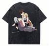 2026 Summertime Rendering Shinpei & Ushio Print T-shirt Black Washed Oversized Cotton Casual Streetwear Tee For Fans