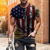 Herren Bluse Amerika Flagge Gedruckt Hautfreundliches Polyester Lässig Kurzarm T-Shirt Tops für den Alltag