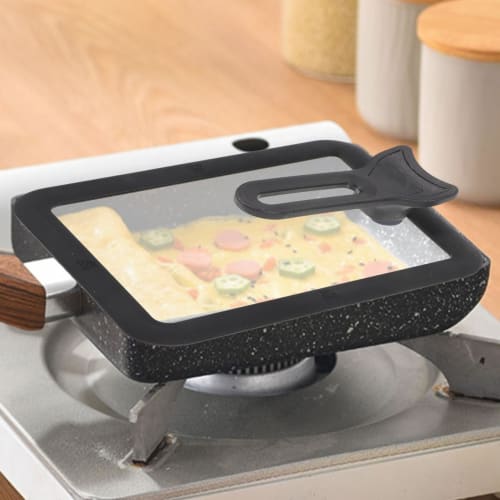 Garneck Tamagoyaki Pot Cover, Square Pot Lid, Deep Pot with Lid, Nonstick Frying, Japanese Kitchen Accessories, Utensils, Saute Screen, Pot with Lid,