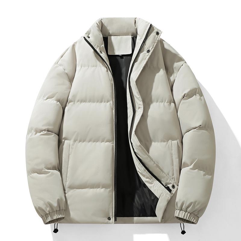 Unisex Cotton Padded Stand Collar Bread Coat - Autumn/Winter Casual Solid Color Jacket