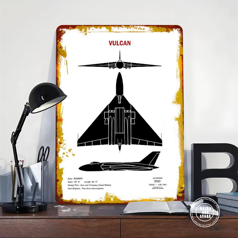 Avro Vulcan Recognition Tinplate Poster Customized Wall Art Vintage Retro Metal Signs for Office Decor Bedroom Decoration Room
