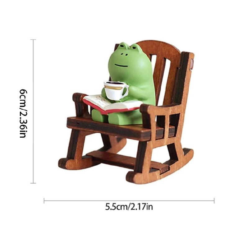 Cartoon Resins Coffee Frogs with Rocking Chair Miniature Decoration Ornament Perfect For Students And Collectors Gift