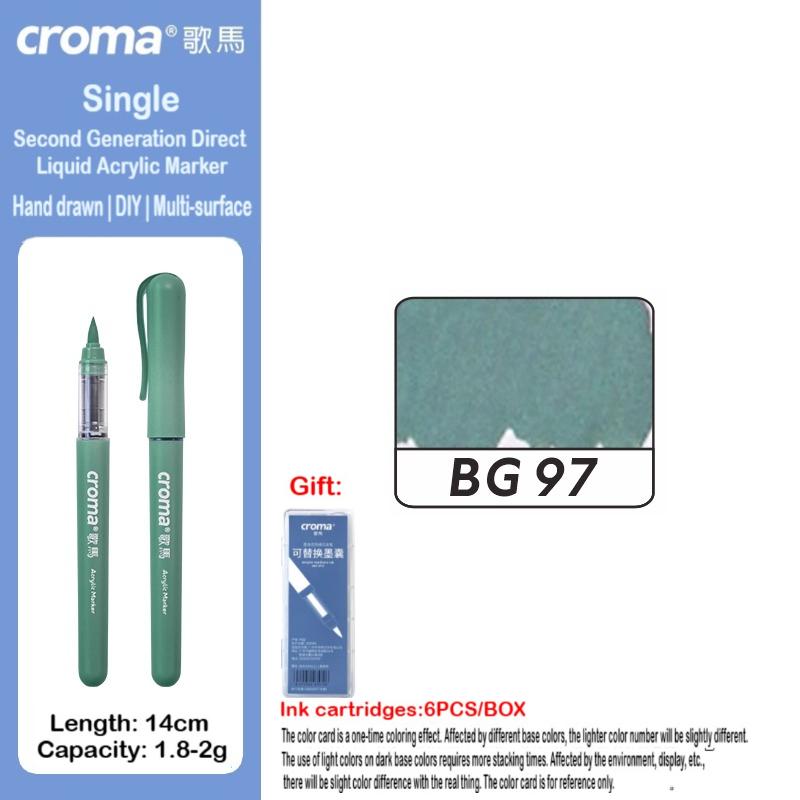 Croma 160/1 Farben Nachfüllbares Direktflüssig-Acrylmarker-Set mit Weicher Spitze, Waschbarer Aquarellpinsel Schulausstattung