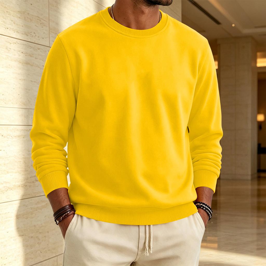 Heren Sweatshirt met Voering en Ronde Hals Casual Kleur Pullover