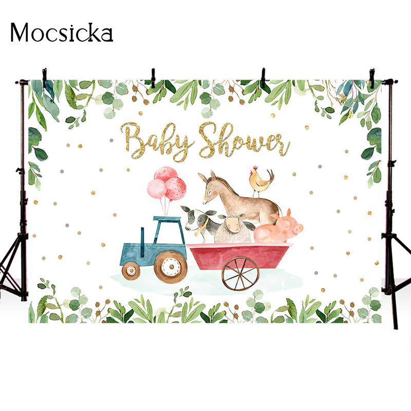Mocsicka Baby Shower Photography Background Tropical Jungle Animals Party Decoration Props Child Portrait Photo Backdrop Banner