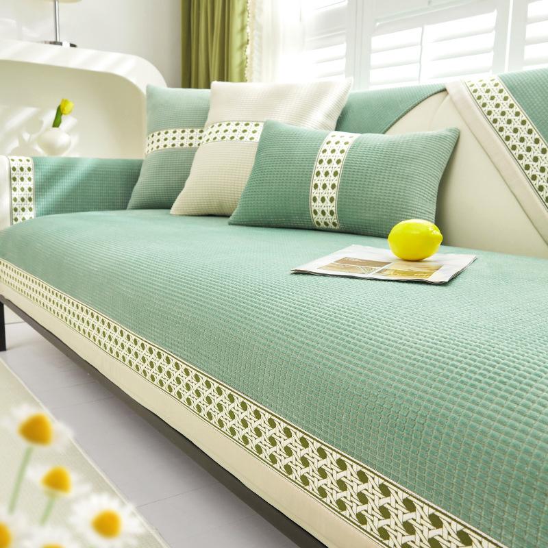 Solides Mais samt Sofa Kissen Anti-Rutsch Spitze Rand Universal Alle Jahreszeiten Moderne Couch Abdeckung