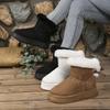 Fleece Thickened Snow Boots Winter New Thick-soled Fluffy Mouth Bow Warm Large-size Cotton Shoes