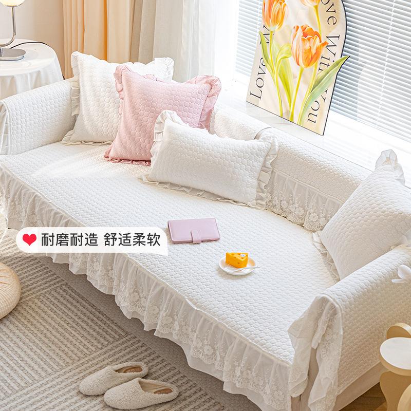 Off White Μαξιλάρι καναπέ από βαμβακερό δαντέλα Φθινοπωρινό και χειμερινό αντιολισθητικό καθαρό βαμβακερό ύφασμα Universal κάλυμμα καναπέ για όλες τις εποχές