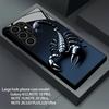 Black Silver Scorpion Pattern Glass Phone Case Suitable for Samsung Galaxy S26 S25 S24 S22 S21 S20 FE/Ultra/Plus Hard Case