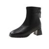 Martin boots small single boots square head and bare boots thick heel thin British 2025 short boots women's autumn and winter French new versatile