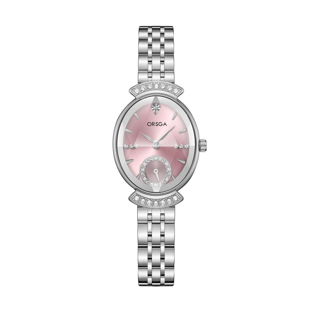 ORSGA Women's Oval Diamond-set Fashion Watch with Prismatic Mirror and Quartz Movement