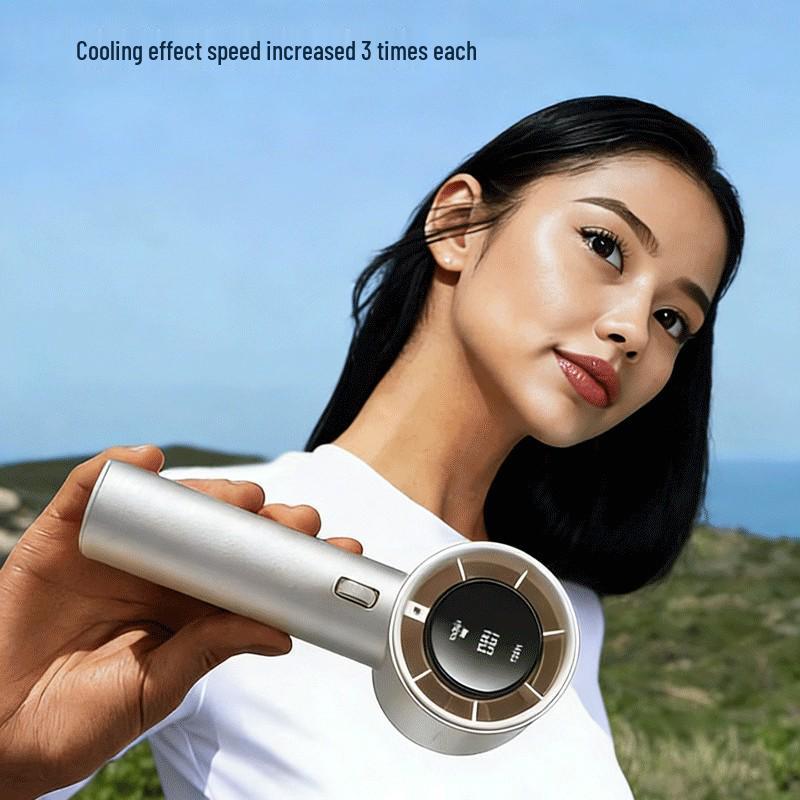 Turbo 100 Ultra-High Speed LED Handheld Mini Fan with Smart Display and Long-Lasting Battery