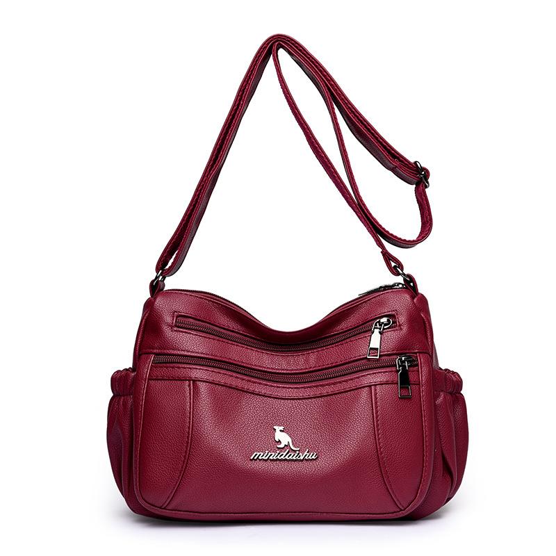 Damentasche neue einfache und vielseitige Schultertasche große Kapazität Mehrfachfach Umhängetasche modische Retro Mamatasche Damen