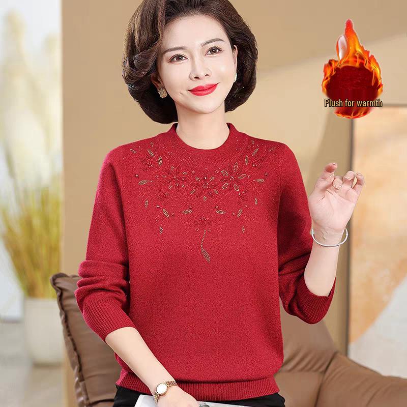 Women's Plus Velvet Thick Knit Sweater - Warm & Stylish Base Layer for Autumn/Winter