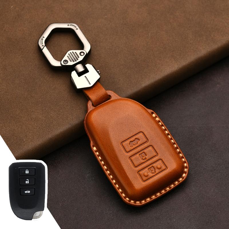 Genuine Leather Protector for Toyota Key Cover Old Prado Land Cruiser Prius Reiz Camry Crown Key Case Cover Fob