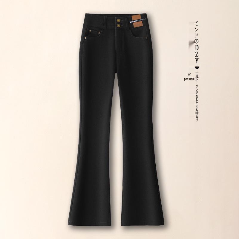 Women s 2026 Retro Micro-Flare Slimming Petite Bell Bottom Jeans Black Cropped Pants