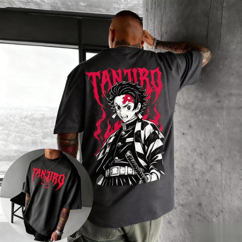 Oversized Vintage Demon Slayer Anime T Shirt Men Women Short Sleeve Tee Graphic Print Streetwear Casual Tops Summer Fashion Y2k