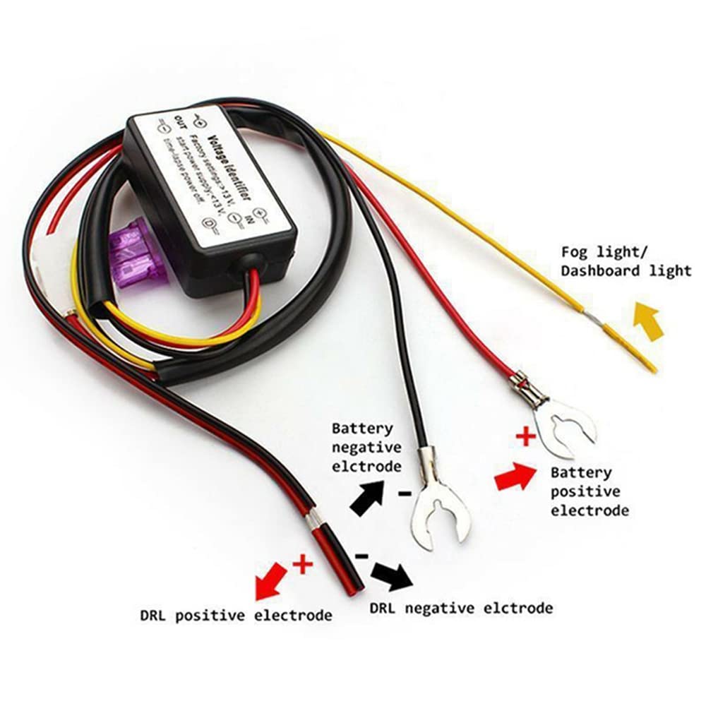 RIPPEY Car LED Daytime Running Light Controller Relay Harness Dimmer Switch On/Off 12-18V Fog Light Controller DRL Controller
