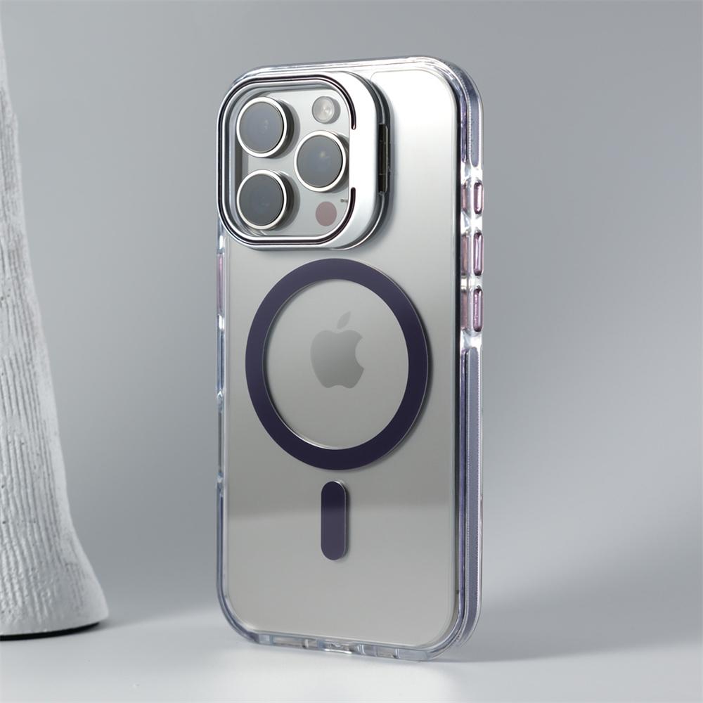 Luxury Lens Holder Shockproof Magnetic Case For iPhone 16 15 14 Plus 13 12 17 Pro Max 17Air 16e Magsafe Fashion Clear Cover