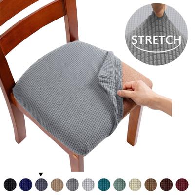 Stretch Jacquard Chair Seat Covers Chair Removable Washable Upholstered Dining Room Chair Seat Protector Cushion Slipcovers