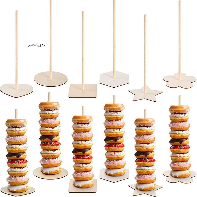 Holz Donut Ständer Display Rack für Desserts Dim Sum Brot Verkauf Geburtstag Hochzeit Party Tischdekoration