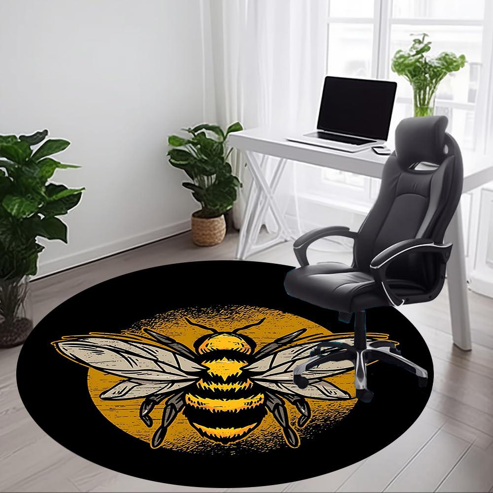 1pc Bee Honey Office Round Area Rug, Mat Suitable For Office, Under Office Chairs Bedroom Living Room Home Decor, Room Deco