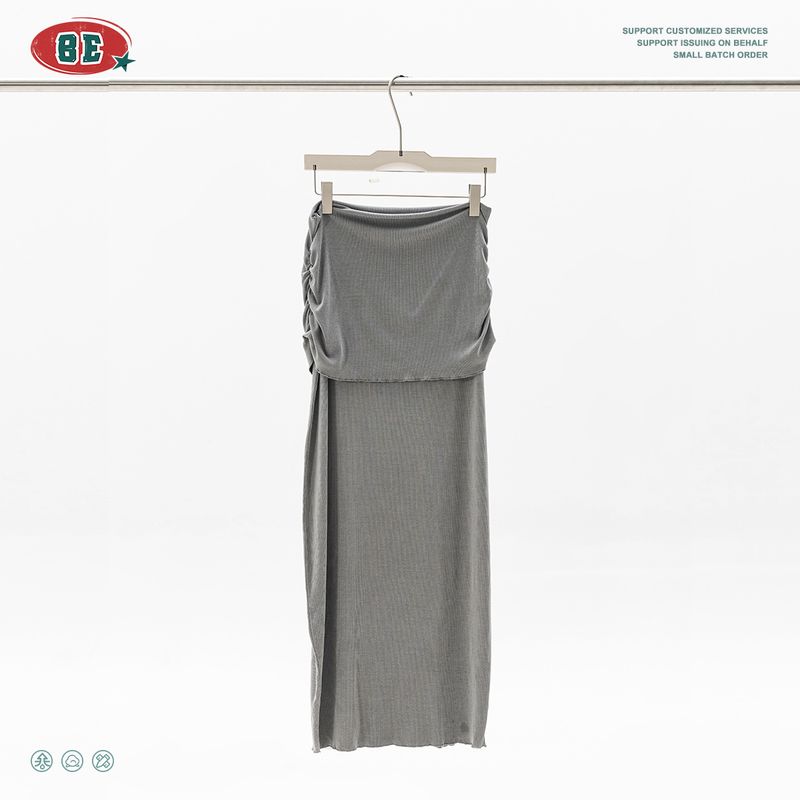 

Be Women clothes | 2025 Autumn European and American Retro Simple Lace-up Knitted Skirt Straight Hip Skirt for Women Medium Gray L