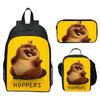 Hoppers Biber Metamorphose Druck 3-teiliges Set Schulrucksack Brottasche Federmäppchen Cartoon Schüler Set