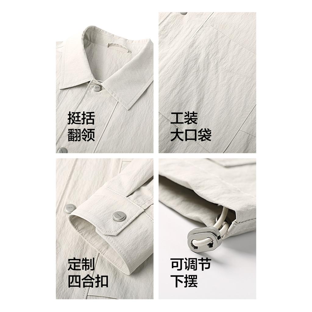 Workwear Style Shirt Jacket for Men, Spring and Autumn Loose Casual Jacket