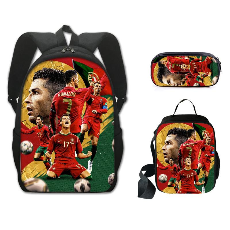 Set Zaino da Fan Coppa del Mondo 2026 Zaino 3 in 1 Borsa a Tracolla Astuccio Zaino Scolastico per Studenti Grande Capacità Tema Calcio