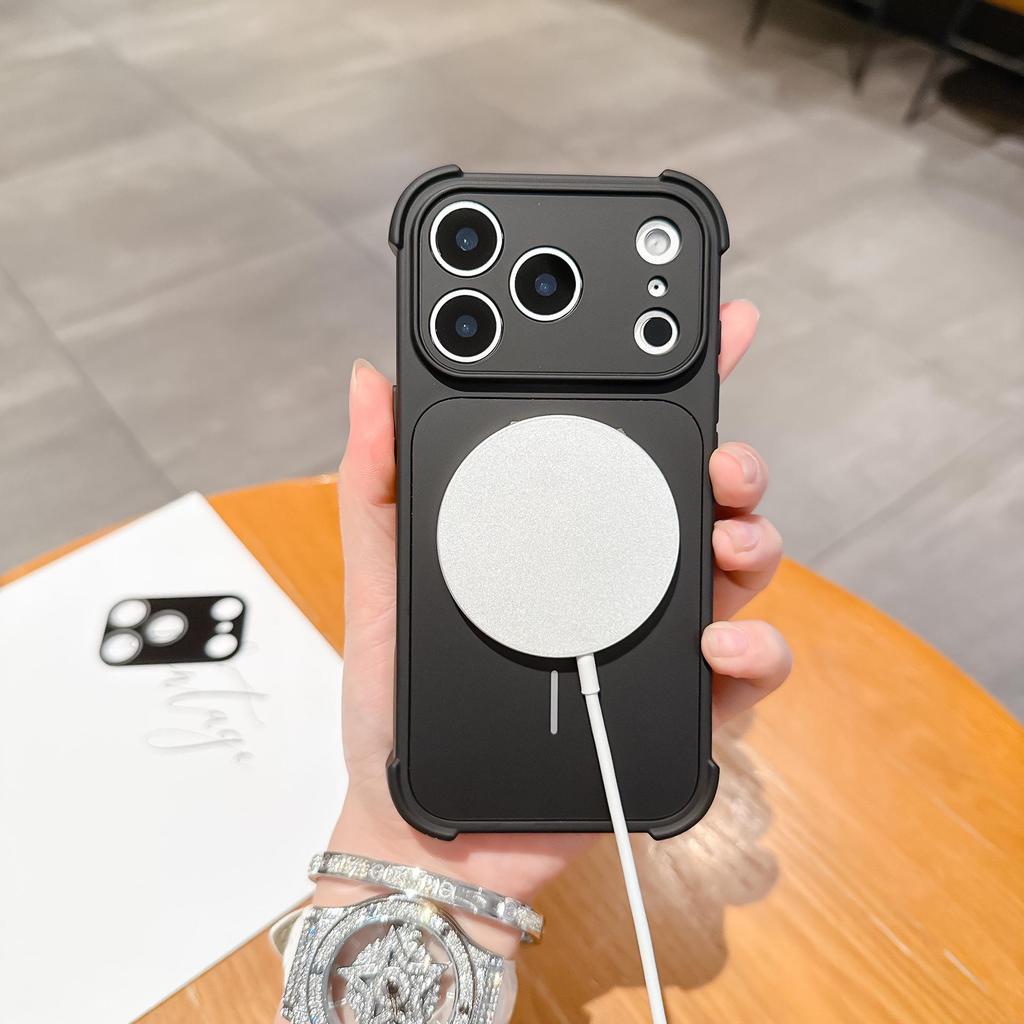 Apple 17 Pro Max Magnetic Anti-drop Phone Case with Frosted iPhone 16 Lens Film and iPhone 15 Protection