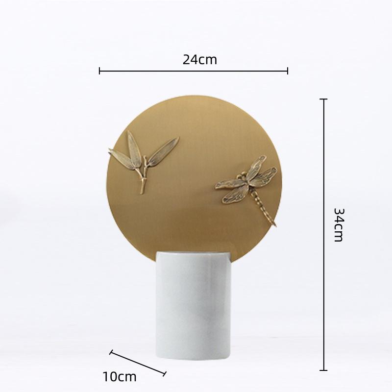 Metal Handicraft Geometric Circle Golden Screen Butterfly Dragonfly Artificial Insect Decorative Figurines Home Decoration