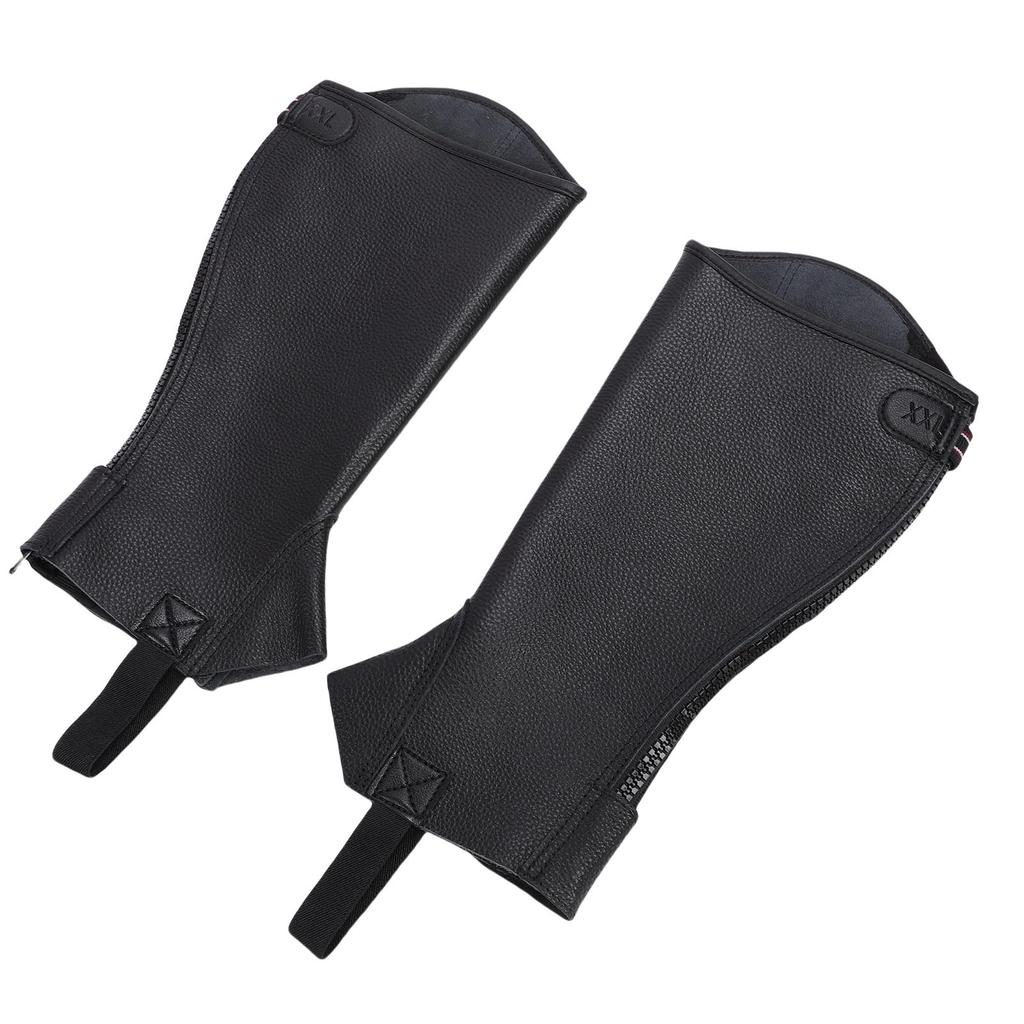 Lther Legs Cover Half Chap, 1 Pair Windproofing Leg Warmers   for Horse Riding, Zip Up Equestrian Protective Guard Bikers Gaiters for Adult