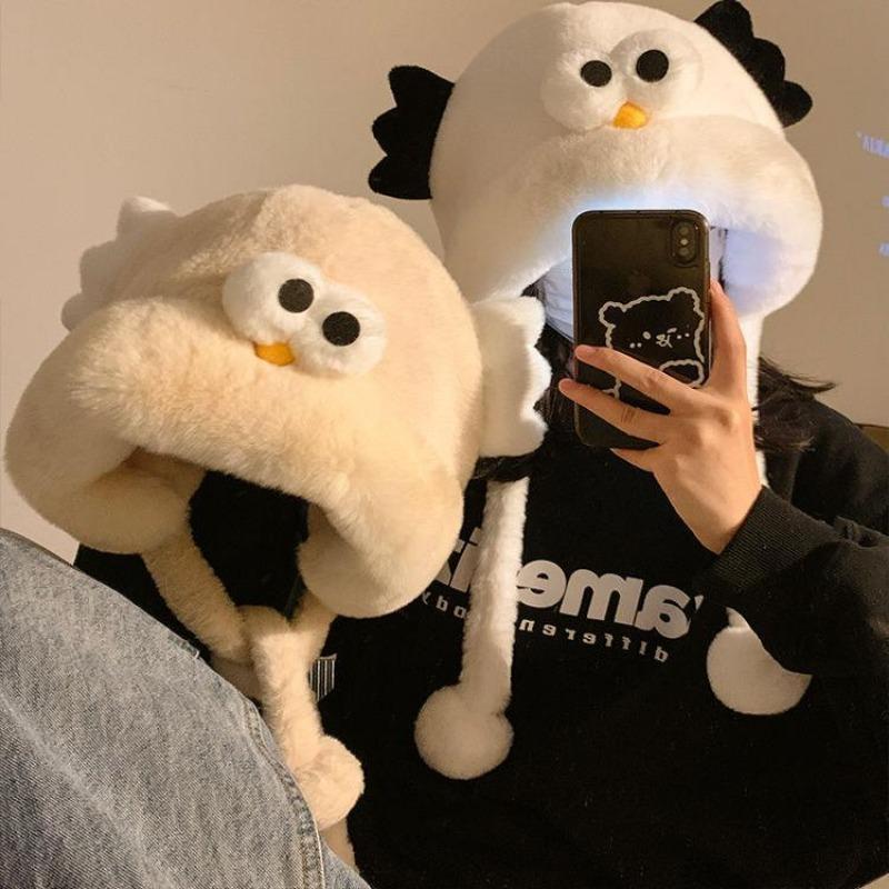 Cute Funny Plush Hat Women's Winter Warm Plush Thickened Cold-proof Furry Ear Hat New