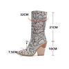 Fashion 2025 White Black Brown Faux Leather Cowboy Ankle Boots for Women Wedge High Heel Boots Chunky Snake Print Western Cowgirl Boots