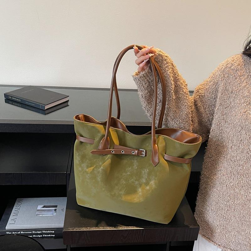 Retro Casual Large-capacity Underarm Bag Women's 2025 New Suede Tote Bag Simple Shoulder Commuter Bag