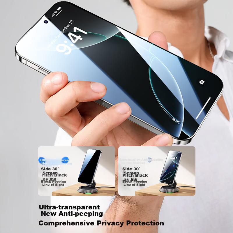 2 Pieces 30° Anti-Peeping|No Black Edge Apple iPhone 17 Phone Film iPhone 17 Tempered Film Anti-Peeping Dustproof Anti-Fall Full Screen Coverage