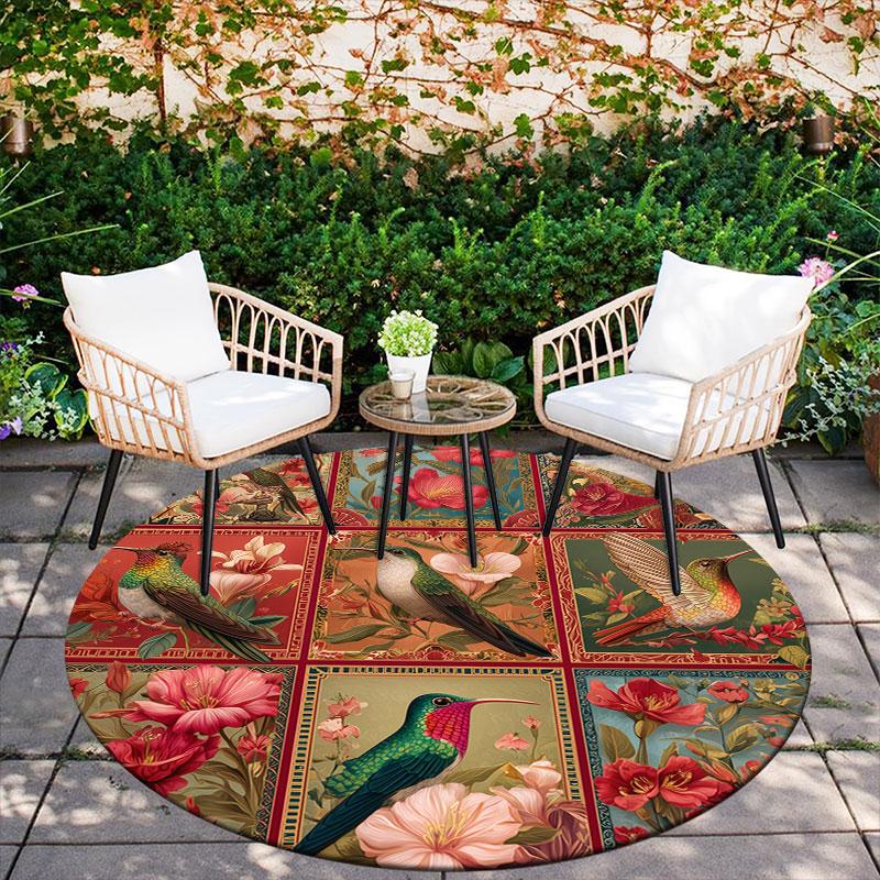 Vintage Birds pattern round rug,Carpet Rug for Living Room Bedroom Playroom ,Non-slip Floor Mat,Holiday Gifts and Birthday Gifts.