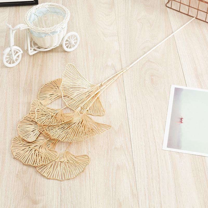 Artificial Golden Ginkgo Leaf Flower Christmas Home Decoration Golden Rose Gold Eucalyptus Decoration Flower Arrangement