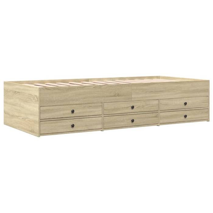 VidaXL Lit de Jour avec Tiroirs, Canapé-lit avec Rangement, Lit d'Invité, Meuble de Salon Chambre à Coucher, Moderne, Chêne 3280869