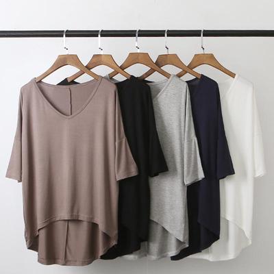 Damen Casual Basic T-Shirt mit V-Ausschnitt und Fledermausärmeln - Frühling/Sommer Koreanisch Übergröße