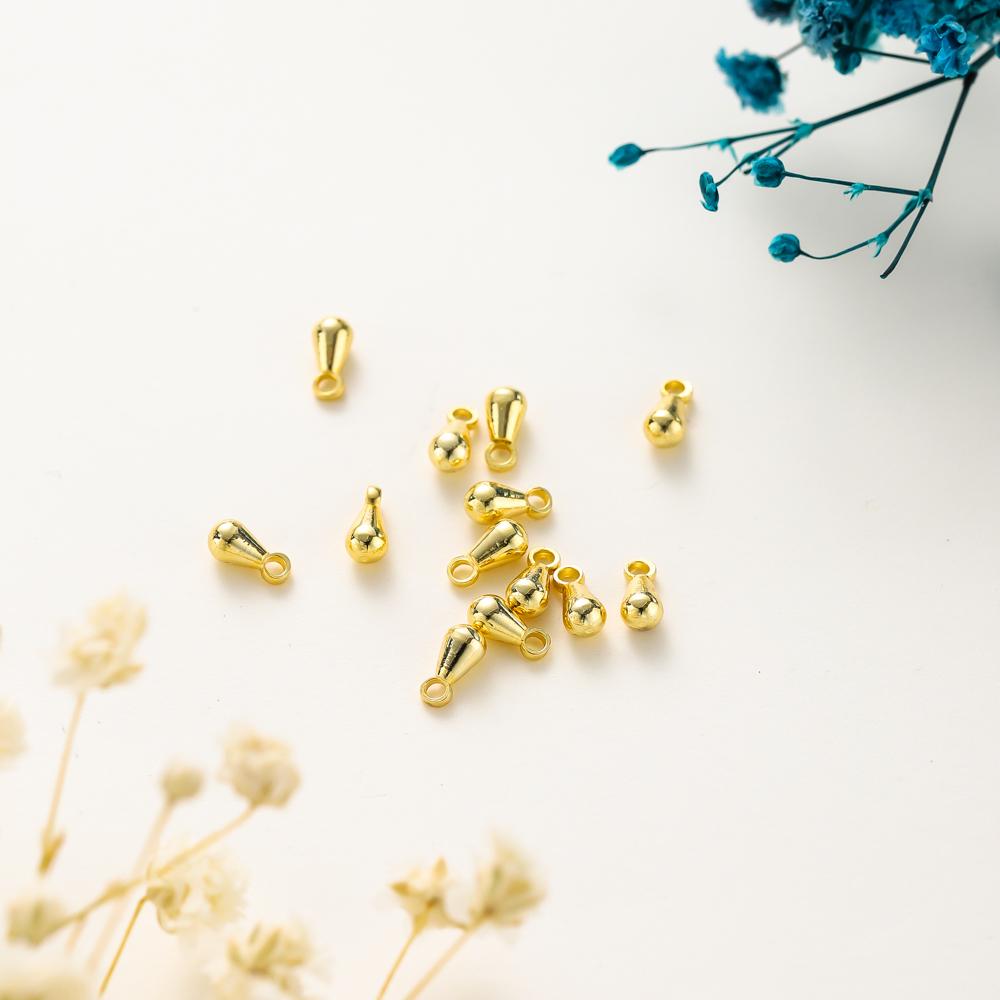 50pcs/lot 14K 18K Gold Water Drop Tail Extender Chain Beads Pendanets Connector End Beads For DIY Jewelry Handmade Accessories