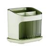Utensil Holder with Drain Tray Multiple Compartments Minimalist Countertop Utensil Organizer for Kitchen Chopsticks