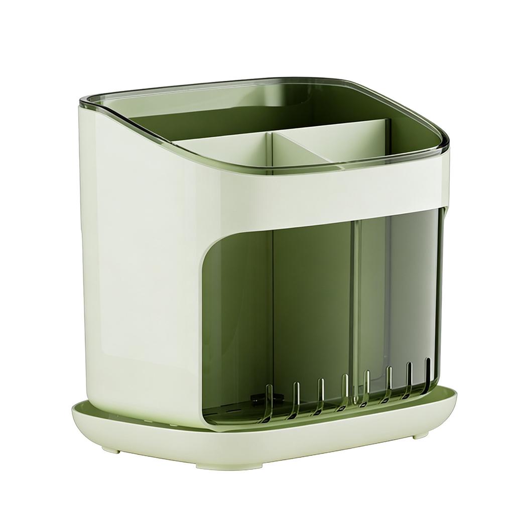 Utensil Holder with Drain Tray Multiple Compartments Minimalist Countertop Utensil Organizer for Kitchen Chopsticks