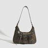 Women Y2K Vintage Suede Saddle Crossbody Bag, Retro Flap Adjustable Strap Shoulder Purse for Daily Use