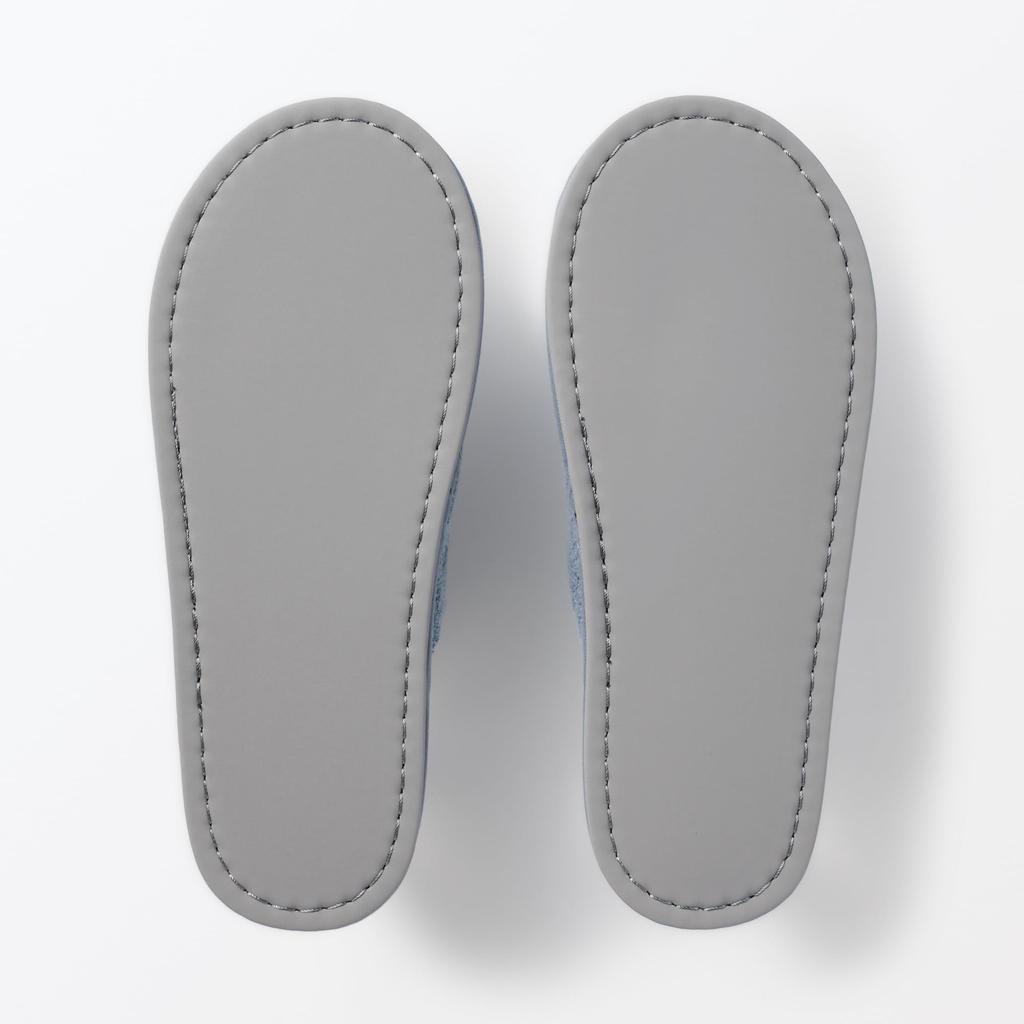 MUJI Washable Cotton Terry Open Size M 76410287 Slippers, Toe, (22.5-25cm), Blue,
