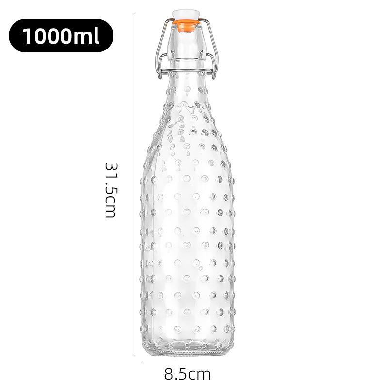 Multi-functional Thickened Transparent Glass Snap-on Bottle for Homebrewed Fruit Wine & Beverages