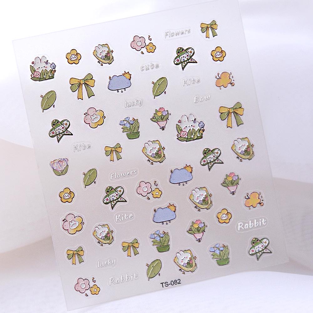

Cute Bunny & Flower DIY Nail Stickers - Trendy Self-Adhesive Decoration