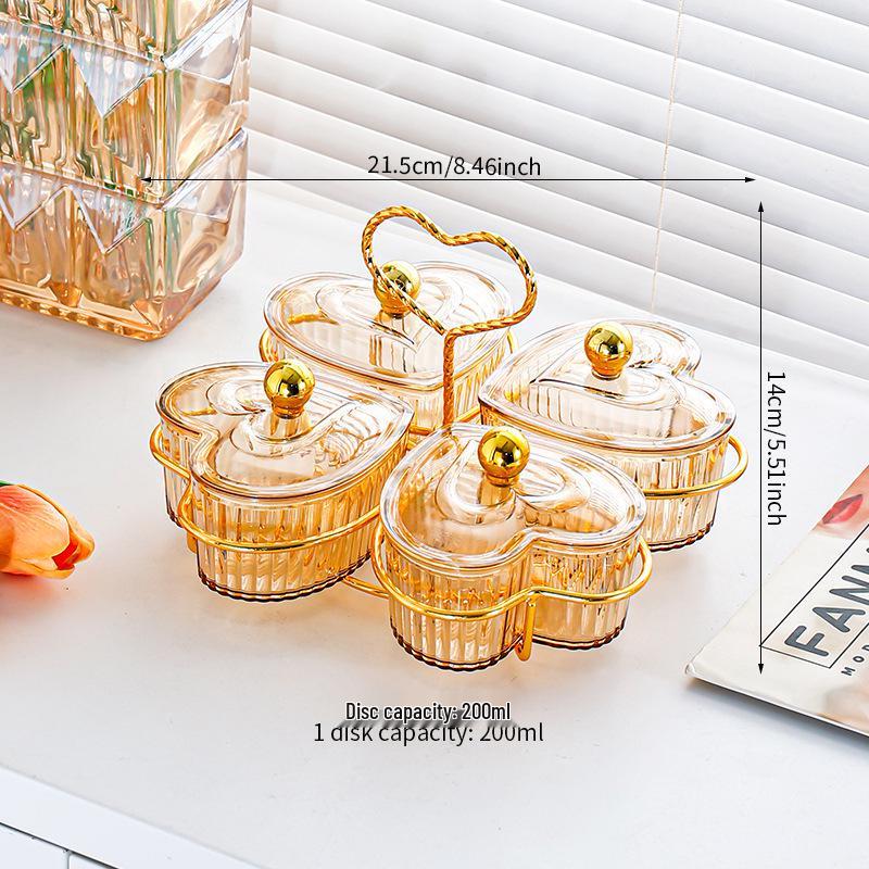 Heart-Shaped Dustproof Dried Fruit Tray - Living Room Coffee Table Snack Box & Storage Bowl