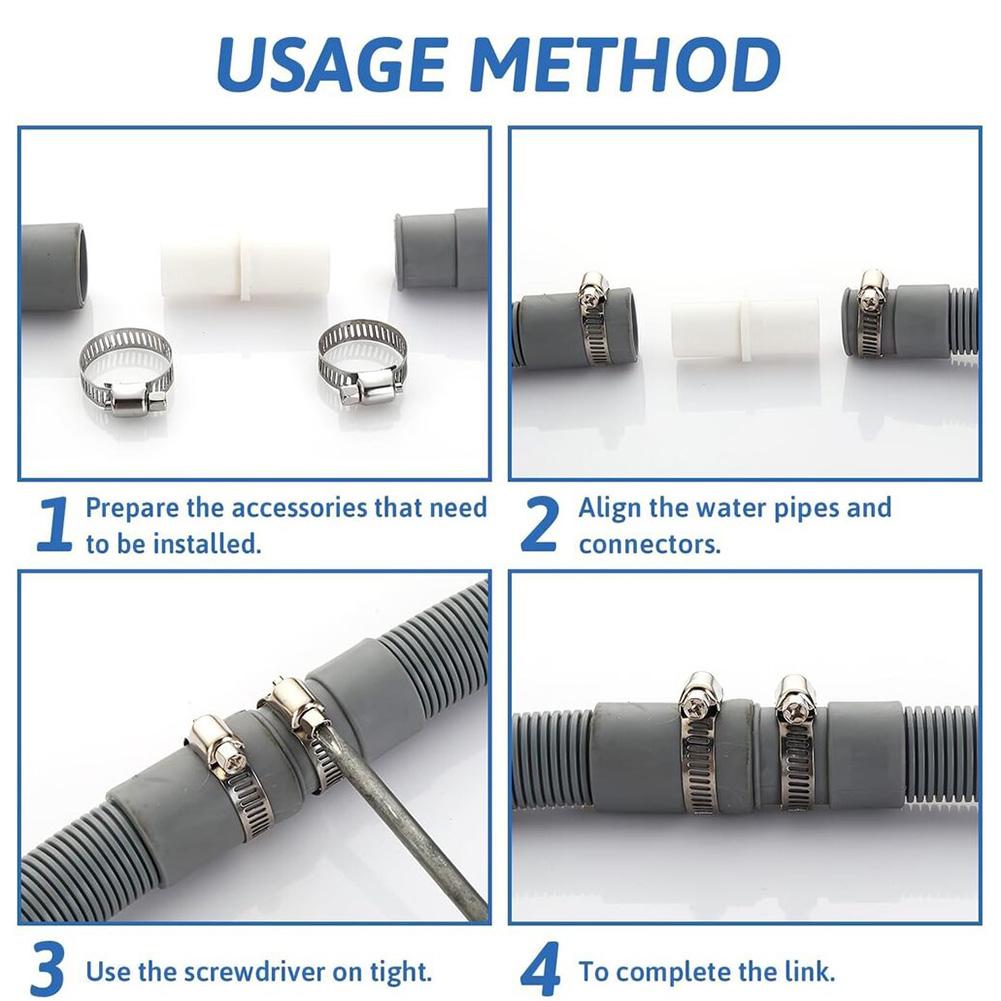 Zestaw metalowych zacisków Złączka rury odpływowej 17mm średnica wewnętrzna 21mm średnica zewnętrzna 65mm długość całkowita Instalacja Złączka rury odpływowej